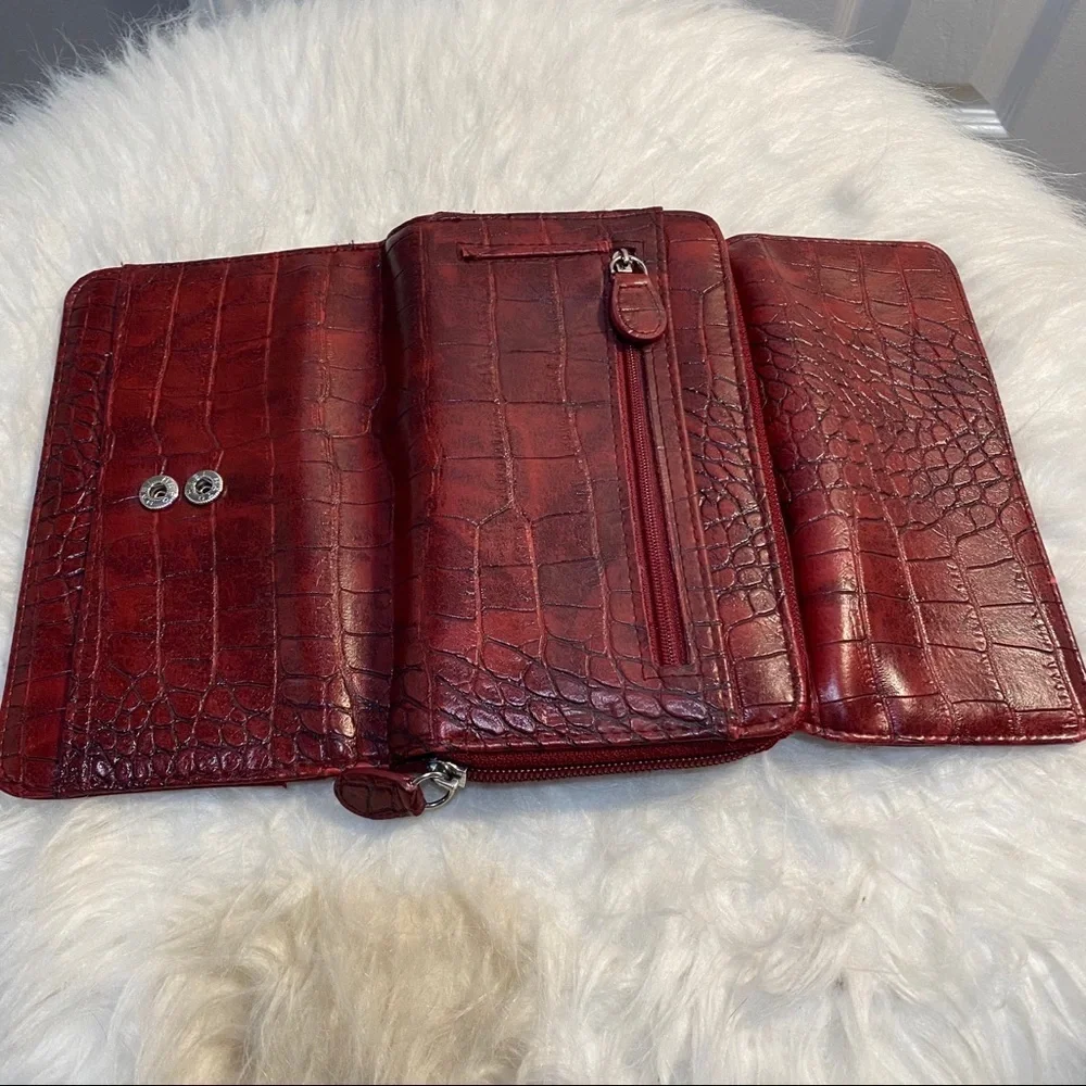 Red Snakeskin Vintage Large Wallet